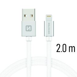 Swissten Data Cable Textile USB / Lightning 2 m, silver, kiállított, 21 hónap garancia az pgs.hu